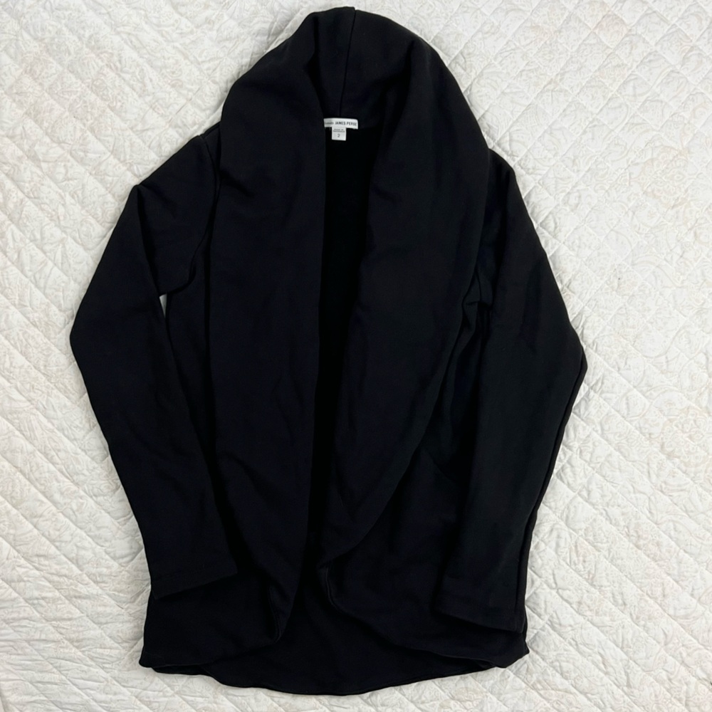 Standard James Perse Terry Black Cardigan Open Front